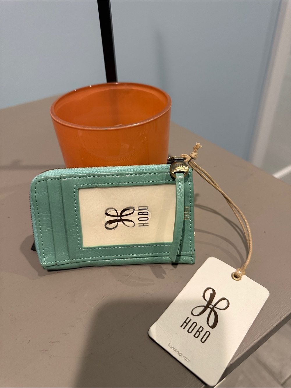 HOBO Seaglass Leather Zip Card Wallet with ID Window